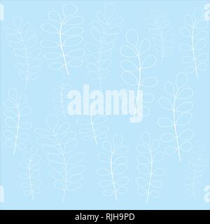 Hand Blätter vector pattern Pastell-blaue Farbe Hintergrund Stock Vektor