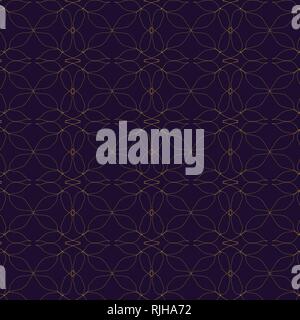 Geometrisch floral Vector pattern in Gold und Dunkelblau Stock Vektor