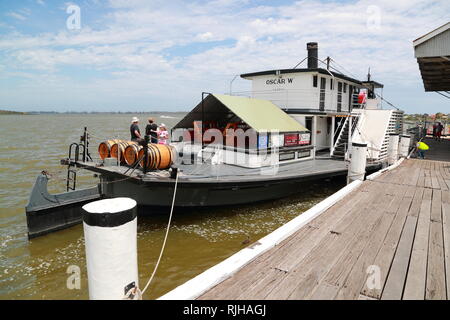 Die PS Oscar W am Goolwa Riverboat center, Victor Harbor, South Australia Stockfoto