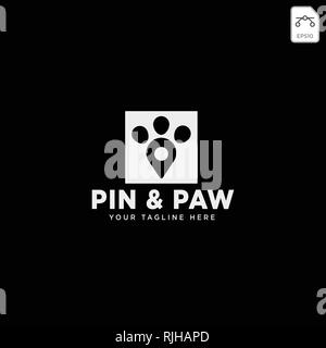 Pin oder Lage Haustier logo Vorlage Vektor icon-Element isoliert Stock Vektor