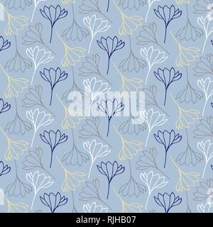 Vektor florale Muster in Weiß, Gelb und Blau Farbpalette Stock Vektor