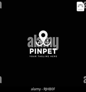 Pin oder Lage Haustier logo Vorlage Vektor icon-Element isoliert Stock Vektor