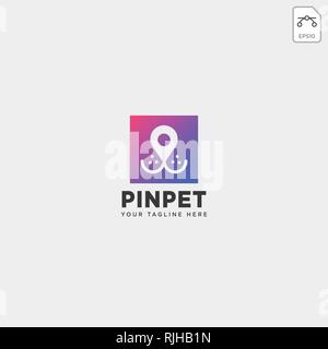 Pin oder Lage Haustier logo Vorlage Vektor icon-Element isoliert Stock Vektor