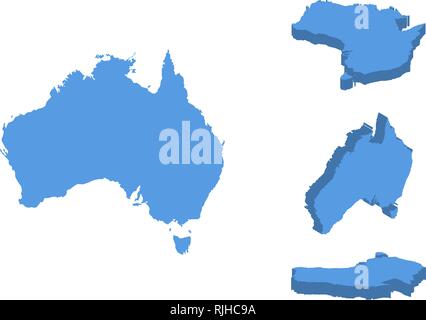 Australien isometrische Karte Vector Illustration, Land isoliert auf einem weißen Hintergrund. Stock Vektor