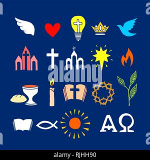 Christliche Symbole und Icons von Hand gezeichnet. Biblische Vector Illustration. Stock Vektor