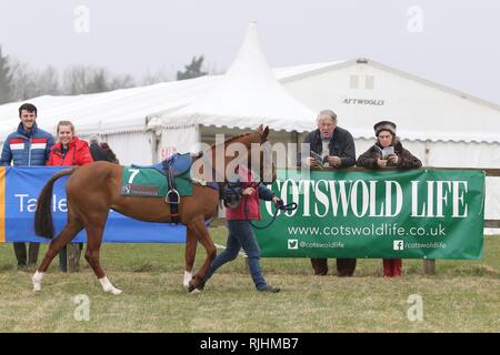 Andoversford Rennen, rennen event Cotswold Punkt-zu-Punkt, jeweils im April statt, in der Nähe von Andoversford, Gloucestershire, England, Großbritannien, 8. April 2018 Stockfoto