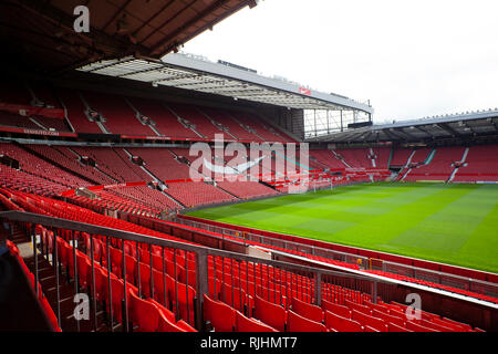 Blick in das Fußballstadion Old Trafford von Manchester United "Theater der Träume" nicht auf einem Match Day Stockfoto