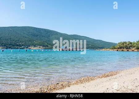 Floating Baggerarbeiten Maschine arbeiten am Strand renourishment Stockfoto