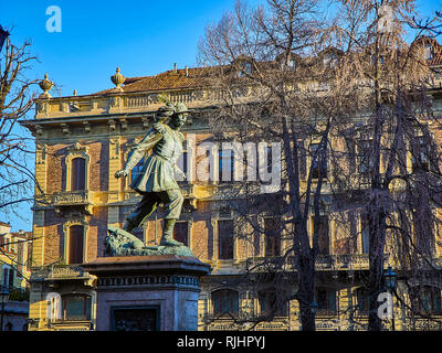 Denkmal Alessandro Ferrero La Marmora im Giardino Lamarmora Gärten. Turin, Piemont, Italien. Stockfoto