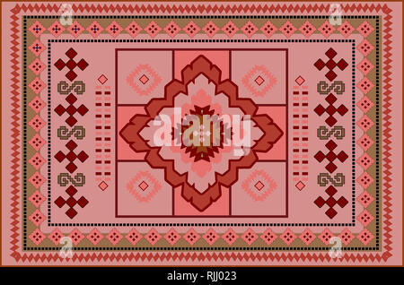 Sanfte Muster von luxuriösen alten orientalischen Teppich mit Burgunder, Rot, Rosa und Beige Stockfoto