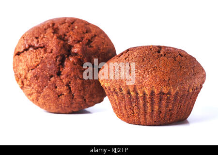 Eine chocolate Muffin mit dunklen Test auf einem weißen Hintergrund. Stockfoto