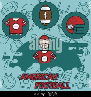 American Football flachbild Konzept Symbole. Sport Konzept. Design Elemente und Symbole. Stock Vektor