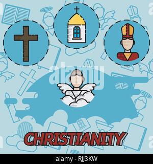 Christentum flachbild Konzept Symbole. Vector Illustration, EPS 10. Stock Vektor