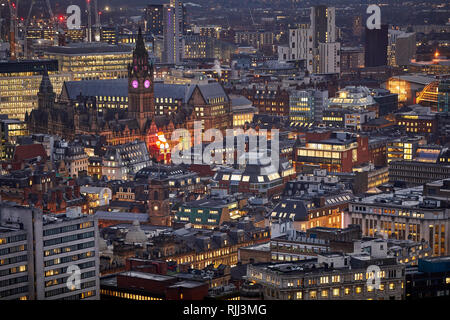 Manchester City Centre Skyline Blick über die Dächer von Salford 100 Greengate, Rathaus Stockfoto