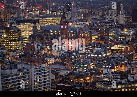 Manchester City Centre Skyline Blick über die Dächer von Salford 100 Greengate, Rathaus Stockfoto