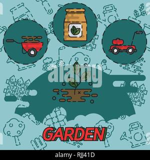 Garden Flat Konzept Symbole. Vector Illustration, EPS 10. Stock Vektor