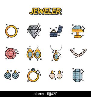 Juwelier Symbole gesetzt. Vector Illustration EPS 10. Stock Vektor