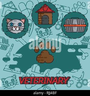 Tierärztliche Apotheke flachbild Konzept Symbole. Vector Illustration, EPS 10. Stock Vektor