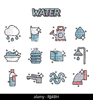 Wasser Symbol in thin line style Set. Vektor Symbol. Stock Vektor