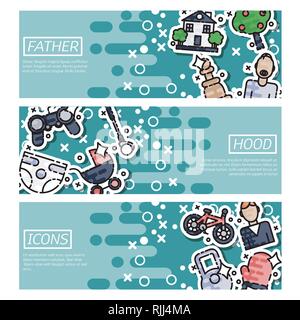 Horizontale Banner über Vaterschaft. Vector Illustration, EPS 10. Stock Vektor