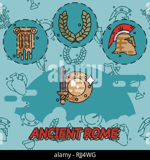 Das antike Rom flachbild Konzept Symbole. Vector Illustration, EPS 10. Stock Vektor