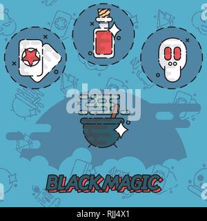 Schwarze Magie flachbild Konzept Symbole. Trendy einfachen Vektor Symbol. Vector Illustration, EPS 10. Stock Vektor