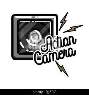Farbe vintage elektronische Gadgets Emblem. Vector Illustration, EPS 10. Stock Vektor