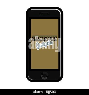 Farbe vintage elektronische Gadgets Emblem. Vector Illustration, EPS 10. Stock Vektor