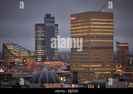 Blick von 125 Deansgate Blick über die Arndlae Tower und der Coop Bereich Stockfoto