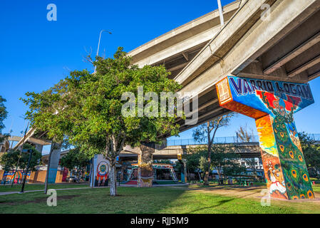 Historische Chicano Park. Barrio Logan, San Diego, Kalifornien, USA. Stockfoto