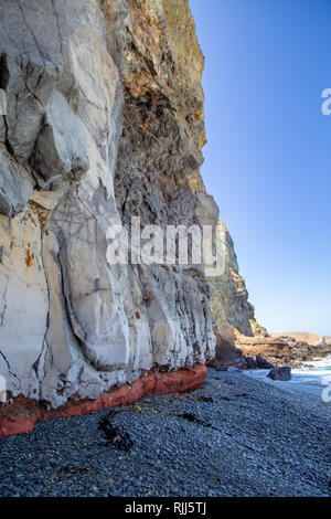 Die hohen Klippen über dem Meer bei Birdlings Flat, Canterbury, Neuseeland Stockfoto