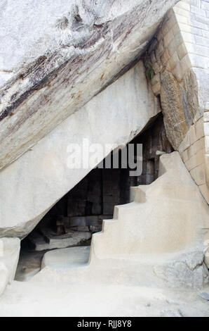 Detail der königlichen Gruft des Machu Picchu Stockfoto