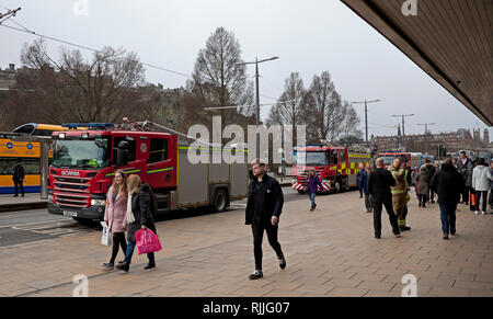 Drei Löschfahrzeuge, Princes Street, Edinburgh, Schottland, Großbritannien Stockfoto