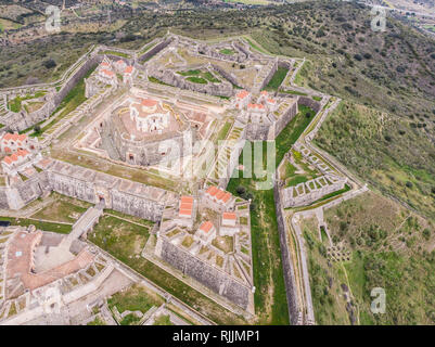 Luftaufnahme von Fort von Santa Luzia in Alentejo, Portugal Stockfoto