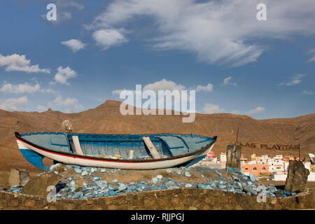 Altes Fischerboot in Las Playitas Las Playitas, Fuerteventura, Kanarische Inseln, Spanien, Europa Stockfoto