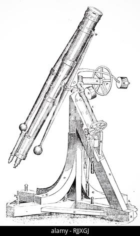 Ein kupferstich mit der Darstellung eines Refraktor von Joseph von Fraunhofer (1787-1826) ein Deutscher Physiker gebaut. Vom 19. Jahrhundert Stockfoto