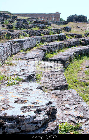 Römische amphiteathre in der archäologischen Stätte von Paestum, alten Poseidonia griechische Kolonie Stockfoto