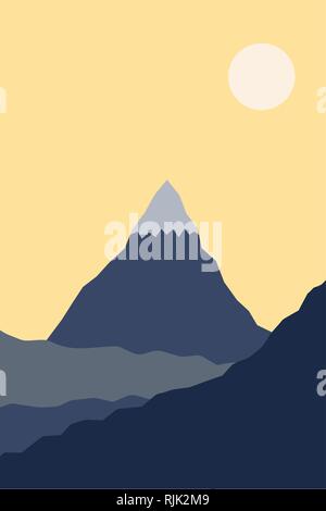 Berge und Sonne. Die Einrichtung der Zimmer, Wandkunst, trendigen Drucken Stock Vektor