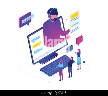 Blogging online - Moderne bunte isometrische Vector Illustration Stock Vektor