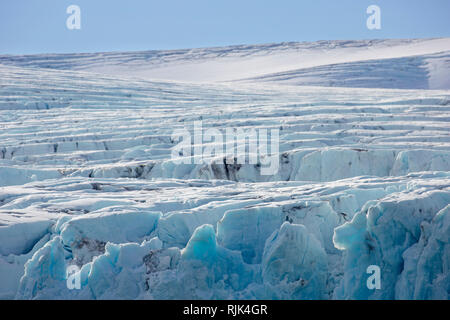 Smeerenburgbreen, kalbenden Gletscher in der Nähe von Reuschhalvøya in Albert ich Lande mündet in Bjørnfjorden, inneren Teil des Smeerenburgfjorden, Svalbard, Norwegen Stockfoto