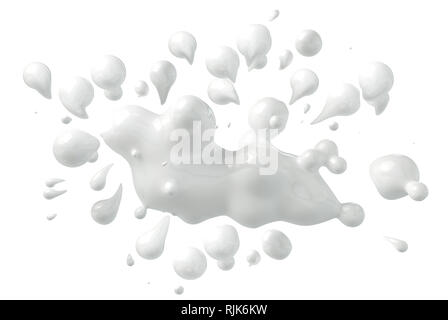 Abstrakte weiße Flüssigkeit oder Tinte auf weißem Hintergrund. 3D-Darstellung Stockfoto