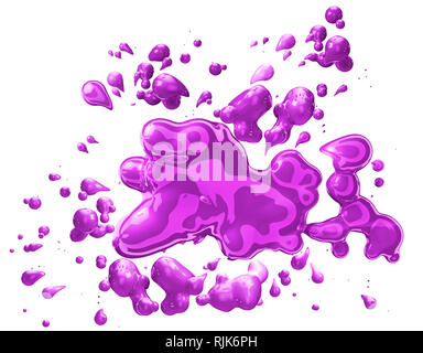 Abstrakte farbige Flüssigkeit oder Tinte auf weißem Hintergrund. 3D-Darstellung Stockfoto