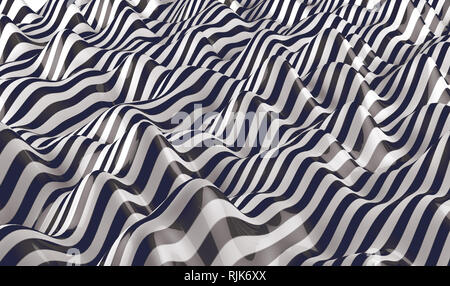 3d-Illustration von abstrakt gestreiften und geometrischen Hintergrund.Wellen und Linien Hintergrund, Retro-Stil Stockfoto