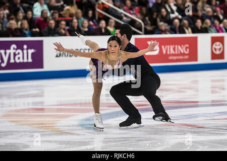 Detroit, Michigan, USA. 4 Feb, 2019. JESICA CALALANG und Brian Johnson während die Paare Kür des 2019 uns Eiskunstlauf Meisterschaft an Little Caesars Arena, Detroit, Michigan. (Bild: © Scott Hasse/ZUMA Drücken) Stockfoto