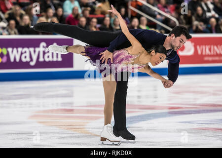 Detroit, Michigan, USA. 4 Feb, 2019. JESICA CALALANG und Brian Johnson während die Paare Kür des 2019 uns Eiskunstlauf Meisterschaft an Little Caesars Arena, Detroit, Michigan. (Bild: © Scott Hasse/ZUMA Drücken) Stockfoto