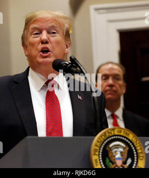 Washington, Vereinigte Staaten von Amerika. 06 Feb, 2019. Präsidenten der Vereinigten Staaten Donald J. Trumpf kündigt David Malpass als seine Wahl als Präsident der Weltbank zu dienen, in der Roosevelt Raum des Weißen Hauses in Washington, DC, 6. Februar 2019. Quelle: Martin H. Simon/CNP | Verwendung der weltweiten Kredit: dpa/Alamy leben Nachrichten Stockfoto