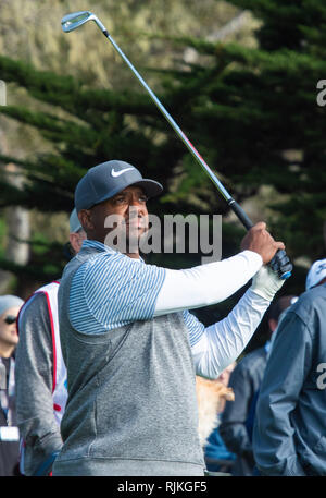 Monterey, USA. 06 Feb, 2019. PEBBLE BEACH, Kalifornien - Februar 06: Anfonso Ribeiro ist während der 3M Celebrity Challenge bei AT&T Pebble Beach - morgens gesehen am Februar 06, 2019 in Pebble Beach, Kalifornien. Foto: Chris Tuite/imageSPACE Credit: Imagespace/Alamy leben Nachrichten Stockfoto