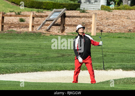 Monterey, USA. 06 Feb, 2019. PEBBLE BEACH, Kalifornien - Februar 06: Bill Murray ist während der 3M Celebrity Challenge bei AT&T Pebble Beach - morgens gesehen am Februar 06, 2019 in Pebble Beach, Kalifornien. Foto: Chris Tuite/imageSPACE Credit: Imagespace/Alamy leben Nachrichten Stockfoto