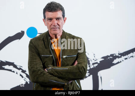 Madrid, Spanien. 06 Feb, 2019. Antonio Banderas auf einer Pressekonferenz des Teatro del Soho Caixabank auf des Musicals "A Chorus Line". Madrid, 06.02.2018 | Verwendung der weltweiten Kredit: dpa/Alamy leben Nachrichten Stockfoto