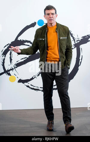 Madrid, Spanien. 06 Feb, 2019. Antonio Banderas auf einer Pressekonferenz des Teatro del Soho Caixabank auf des Musicals "A Chorus Line". Madrid, 06.02.2018 | Verwendung der weltweiten Kredit: dpa/Alamy leben Nachrichten Stockfoto